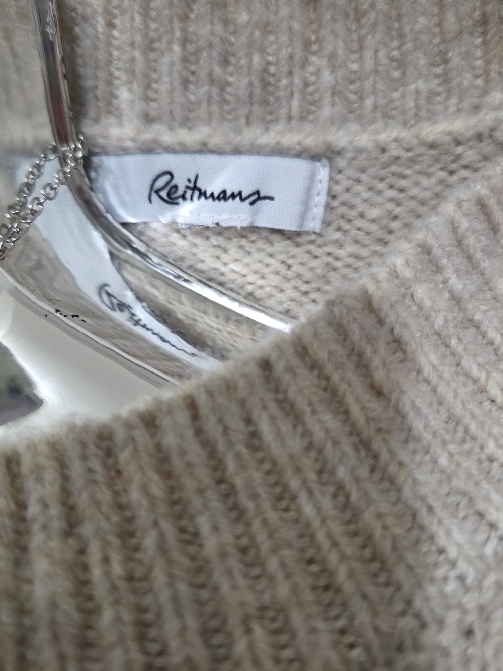 Reitmans Striped Knit Sweater – Cream & Taupe - Picture 7 of 9